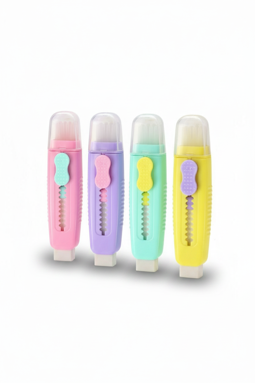Originelle Radiergummis – Buntes Stift-Design, 4er-Pack für den Großhandel von Willy be Smart