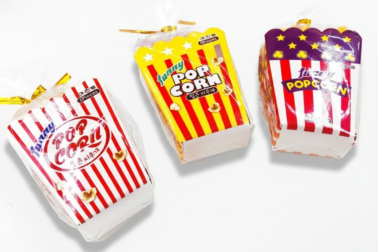 Conjunto de Borrachas Pipoca - Pack Estilo Cinema e outras tendências em Material escolar B2B para a sua loja na Faire.