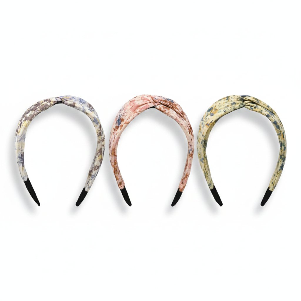 Gedrehtes Haarband mit Blumenmuster – gepolstertes Stoffdesign für den Großhandel von Willy be Smart