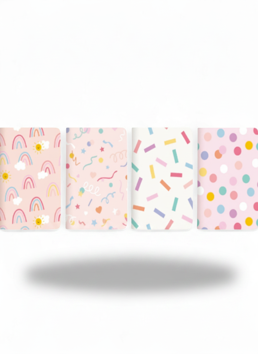 Pastell-A5-Notizbuch – Regenbogen- und Punkte-Design-Set für den Großhandel von Willy be Smart