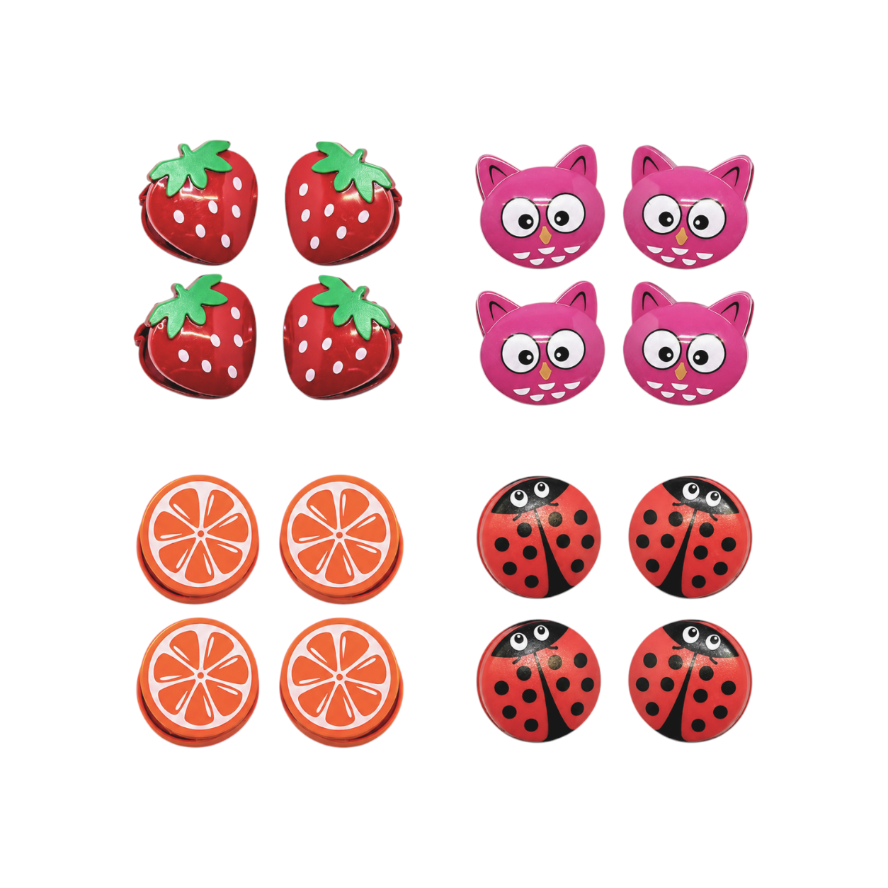 Food Bag Clips Set - Strawberry Orange Owl per la vendita all'ingrosso da parte di Willy be Smart
