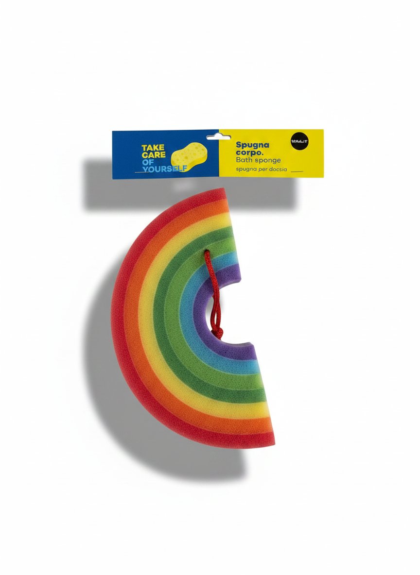 Rainbow Bath Sponge - Curved Design With Strap for wholesale by Willy be Smart