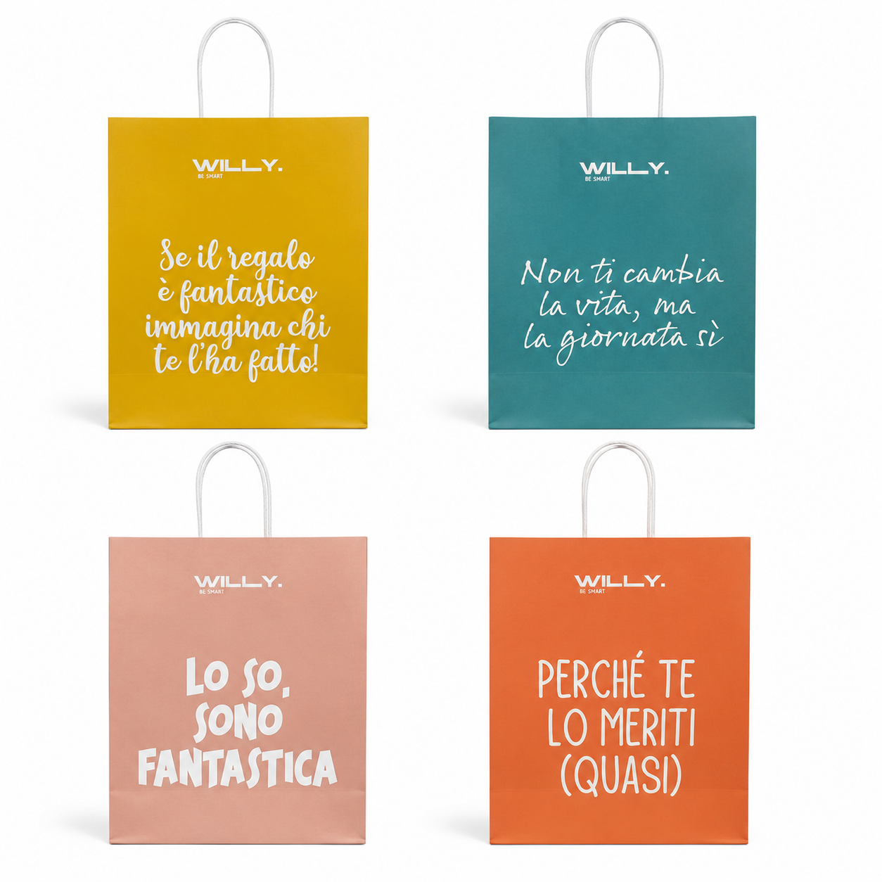 Grands sacs cadeaux - Imprimé slogan italien, lot de 4 et autres tendances Italien en vente B2B pour votre magasin sur Faire.