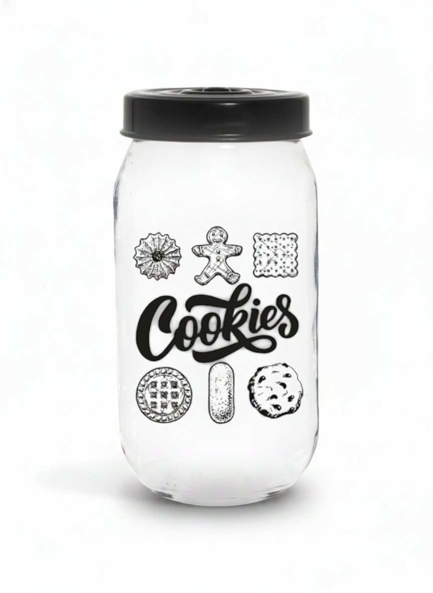 Glass Cookie Storage Jar With Black Lid - 1 Liter for wholesale by Willy be Smart